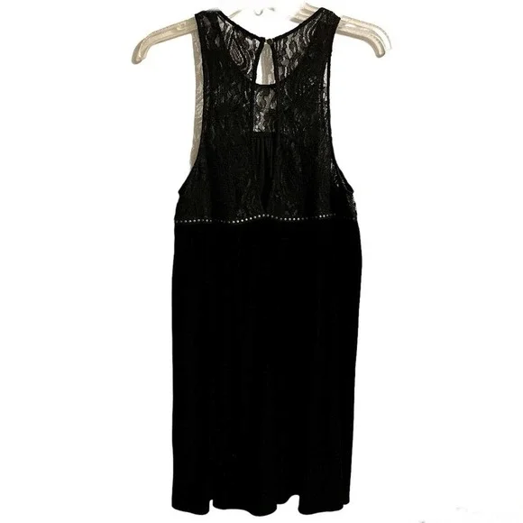 Urban Outfitters Ecote Womens Large Black Swing Dress Velvet Lace Studde… - Picture 1 of 7